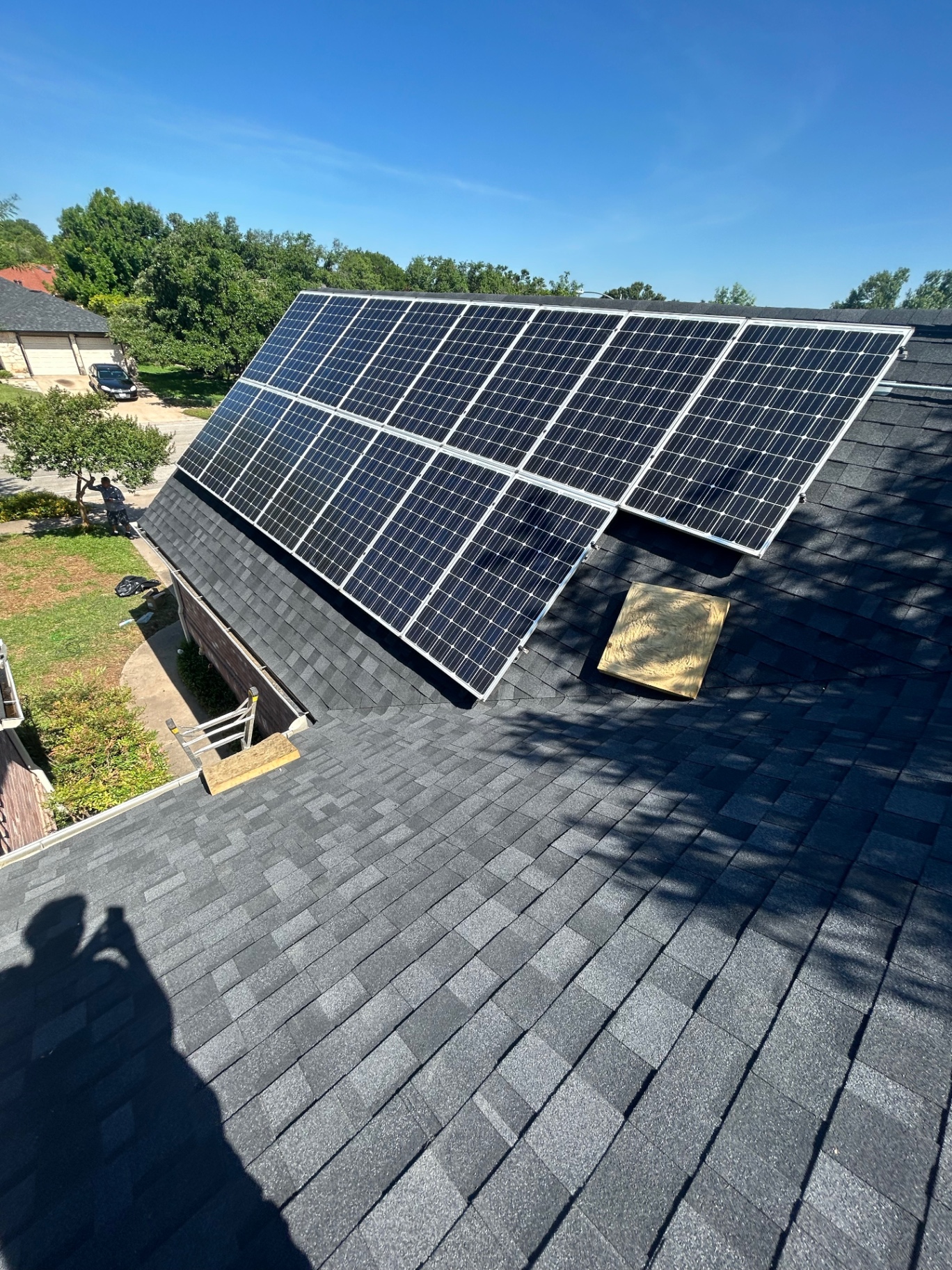 Solar panel installation on Austin home roof